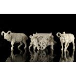 Property of a gentleman - a pair of plain white glazed porcelain models of standing goats,