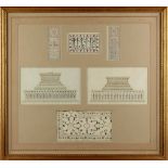 Property of a deceased estate - a group of six Indian watercolour vignettes, mounted in a single