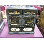 Late XIX Century Japanese Black Lacquer Table Cabinet, with four internal gilt lacquer drawers (with