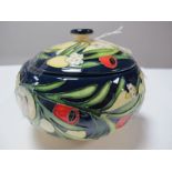 A Moorcroft Pottery Circular Lidded Pot, decorated with the Ankerwyke Yew design by Emma Bossons,