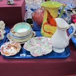 1920's Burleigh Ware Jug, decorated with a flamingo, pair of Royal Crown Derby dishes, "