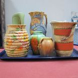 Empire Ware, Arthur Woods and Other Art Deco Jugs/Vases:- One Tray