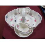 A Coalport China Strawberry Set, compartment lined tray with sugar and cream, printed decoration