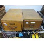 Two Mid XX Century Oak Single Drawer Table Top Office Files.