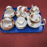 Royal Albert "Old Country Roses" Tea Service, twenty four pieces (one cup chipped):- One Tray