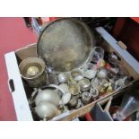 Plated Brandy Goblets, plated engraved tray, ice bucket etc:- One Box