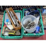 Tools-Torches, nuts, bolts, saws, spanners, ear protectors etc:- Two Boxes