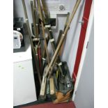 Garden Tools, rakes, brushes, saws, pick-axe etc.