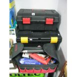 A Quantity of DIY Tools, contained in two hard plastic tool boxes and a Tooltec camping canvas bag.