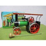 A Boxed Mamod TE 1A Live Steam Traction Engine, with canopy, burner, steering extension and