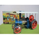 A Boxed Wilesco #D40 'Old Smoky' Live Steam Traction Engine, blue/chrome/red/white with rubber tyres