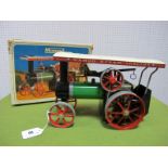 A Boxed Mamod #TE1A Live Steam Traction Engine, model has been steamed, with burner, funnel,