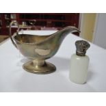 A Hallmarked Silver Sauce Boat, with ropetwist edge, on oval pedestal base; together with a scent
