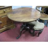 Late XVIII Century Mahogany Pedestal Table, having snap action top to circular top, on turned