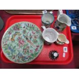 XIX Century Chinese Famille Rose Plate, XIX Century Bacchus jug (damaged), another later, two others