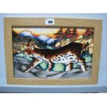 A Moorcroft Pottery Plaque ' Lynx Revealed', designed by Kerry Goodwin for the RSPB 125th