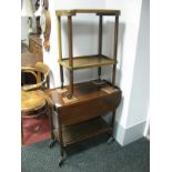 XX Century Two tier Dinner Trolley, on circular legs, together with one other, mahogany dinner