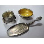 A Yellow Enamel Salt/Dish, stamped "935"; together with another salt, stamped "OIOMMET"" and a