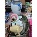 Doulton Silicon Ware Vase, Wedgwood BourneVita chocolate pot, plated tray, other pottery etc:- One