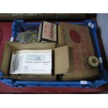 A Redex Engine Tester, boxed; two 'AA' badges; a Runbaken oil coil, boxed amongst other items.