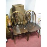 Lloyd Loom Chair, Lloyd Loom laundry basket, together with a pair of Ercol chairs. (4)
