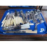 Fish Knife, forks, plated teaspoons, dessert spoons, teaspoons:- One Tray