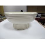 A Keith Murray for Wedgwood Cream Pottery Circular Bowl, with linear decoration, blue facsimile