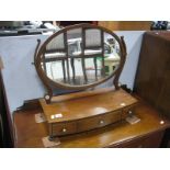 Early XIX Century Mahogany Dressing Table Mirror, shaped supports, with three small drawers