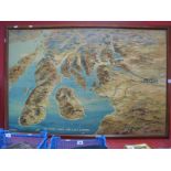 A Mid XX Century Railway Map "The Clyde Coast and Loch Lomond", mounted on board, framed, 120 x