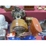 Westminster Chime Walnut Mantel Clock, Revue binoculars, Ensign camera etc:- One Tray