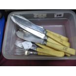 A Matched Set of Six Hallmarked Silver Fish Knives and Forks, knives JG, Birmingham 1883, the