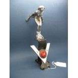 A Chrome Plated Car Mascot in the Form of a Caped Female Nude, 12.5cms high; plus a VM 14 car