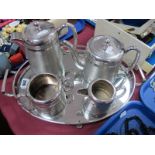 An Electroplated Hard Soldered Four Piece Tea Service, including 1 1/2 print teapot and hot water