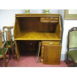 Mid to Late XX Century Hardwood Roll Top Desk, with tambour front concealing six drawers,