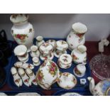 Royal Albert Country Roses, vases, candlesticks, ring tray, dishes etc:- One Tray