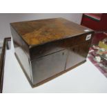 XIX Century Walnut Travelling Box, with lift up top and twin doors (damaged).