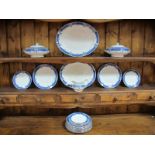 Early XX Century Leighton Pottery, blue and white part dinner service, comprising tureen, meat plate