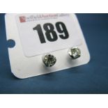 A Pair of Modern 18ct White Gold Single Stone Diamond Earstuds, each brilliant cut stone within