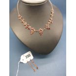 A Garnet Set Necklace, collet set (closed back setting), on fine chain; Together with A Pair of Drop