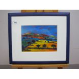 ENGLISH SCHOOL (Late XX Century) Colourful Panoramic Countryside Landscape, oil on board, 21.5 x