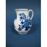 A Caughley Porcelain Sparrow Beak Jug, of baluster form, decorated in blue with the 'Flowers and