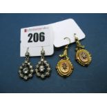 A Pair of XIX Century Earrings, set throughout with colourless paste (closed back setting), on