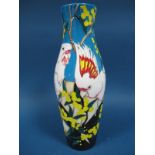 A Moorcroft Pottery Vase, tubelined and decorated with the 'Trial' Major Mitchell Cockatoo design