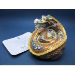 A Royal Crown Derby Paperweight, modelled as the Dragon of Happiness, a specially commissioned