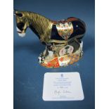 A Royal Crown Derby Paperweight, modelled as a Shire Horse, limited edition no. 891/1500 specially