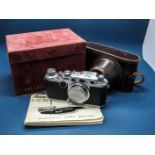 A Circa 1951 Leica IIF 35mm Camera, Ernst Leitz, Wetzlar, Germany, black dial version with Leitz