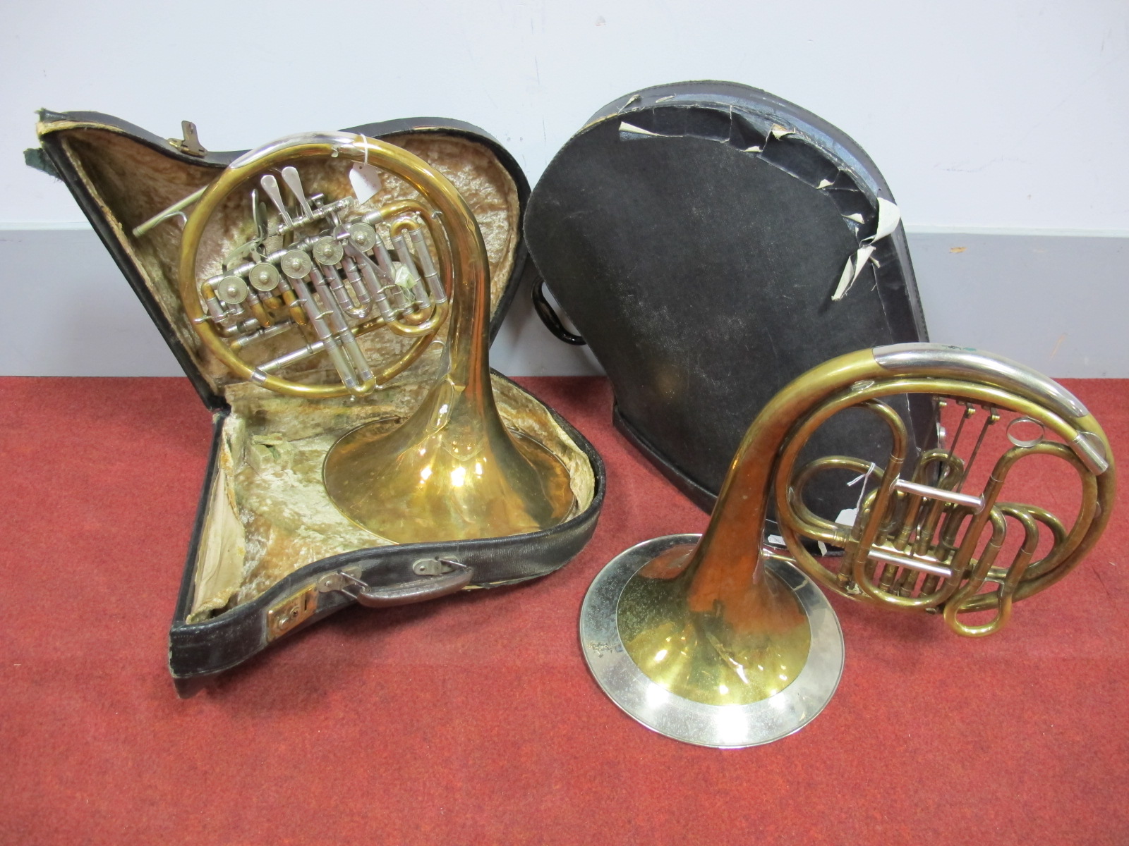 An Early XX Century Plated and Brass Vienna Horn, the bell inscribed, "Produktiv-Genossenschaft