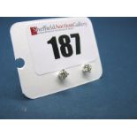 A Pair of Modern 18ct White Gold Single Stone Diamond Earstuds, each brilliant cut stone four claw