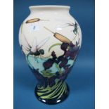 A Moorcroft Pottery Prestige Vase, tubelined and decorated with the Wetland Emeralds design by Kerry