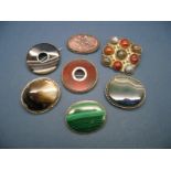 XIX Century and Later Hardstone and Other Brooches. (7)